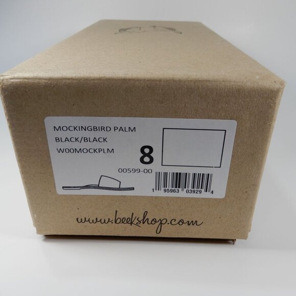 Beek Mockingbird Palm Flat Slide SANDALS Size 8 Black Leather NEW - Picture 13 of 14